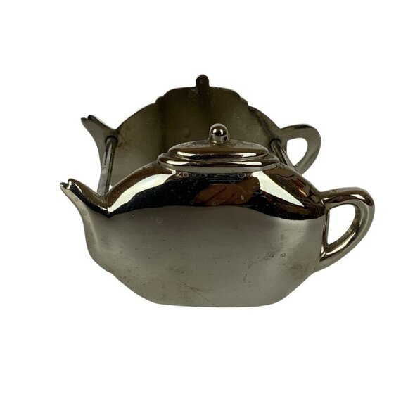 Chrome Metal Teapot Holder Caddy For Tea Bags or Sweetener Packets - Picture 3 of 6